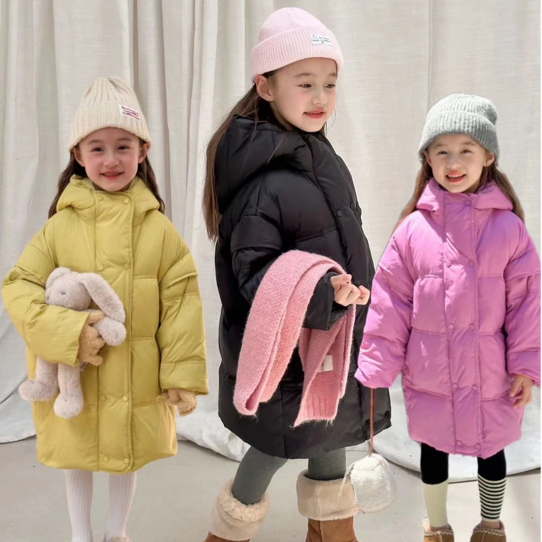 女童防寒服2024新款洋气女宝韩版秋冬冬季加厚女孩中长款时尚外套