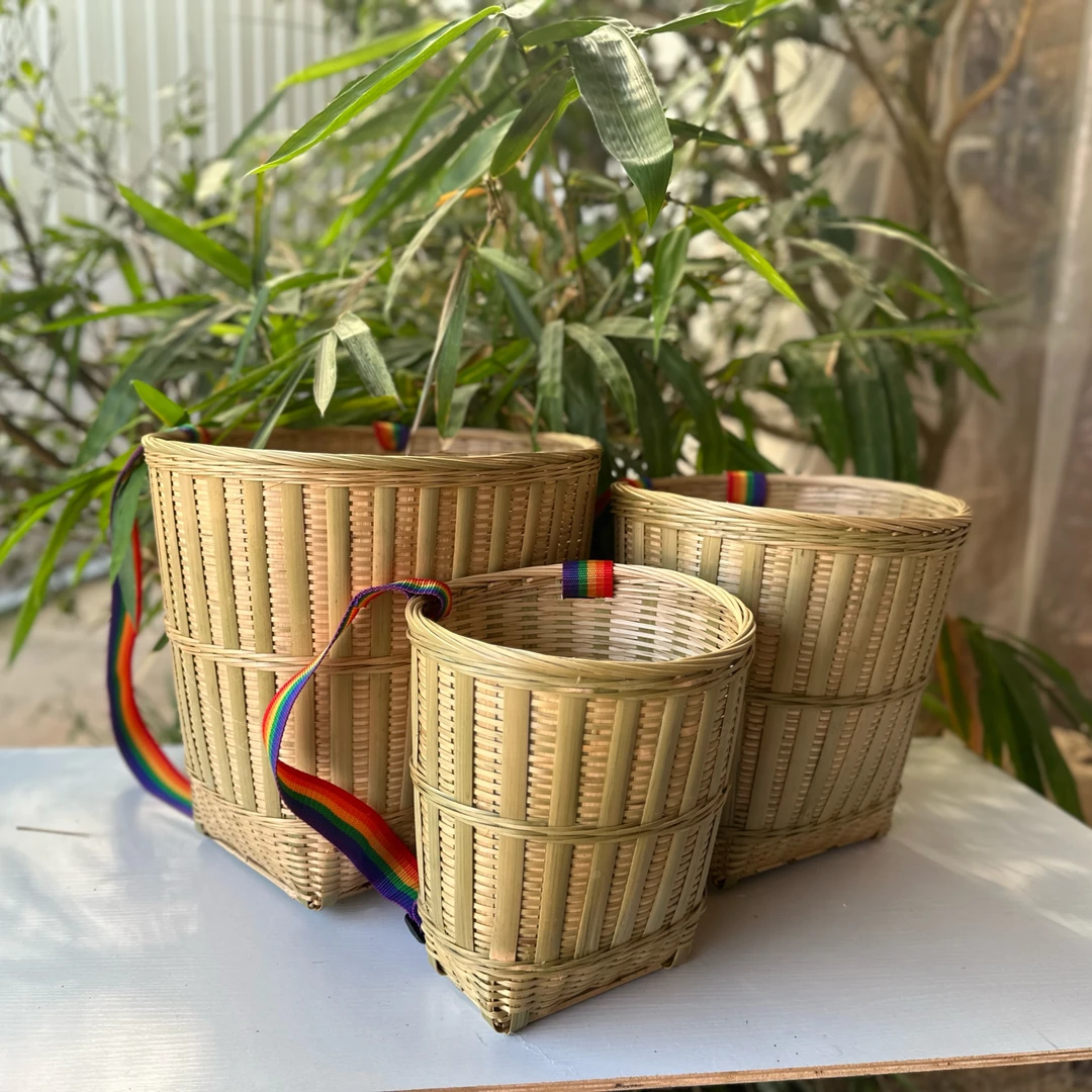 竹编背篓农用手工古风收纳竹筐买菜采摘茶叶竹篓背箩筐背篓