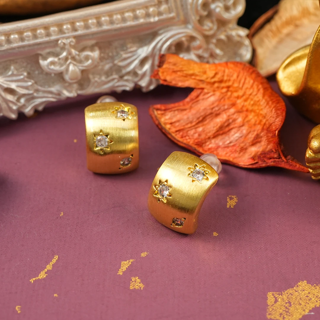 铜合金耳饰 LeLe 耳钉 布契拉丝精工气质古法 9783