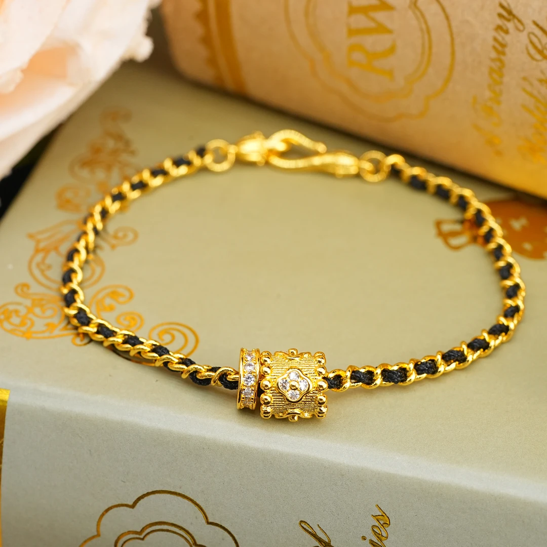 铜合金手链 LeLe 手链 高级感皮革缠绕镶嵌满钻（主链：15cm）4498