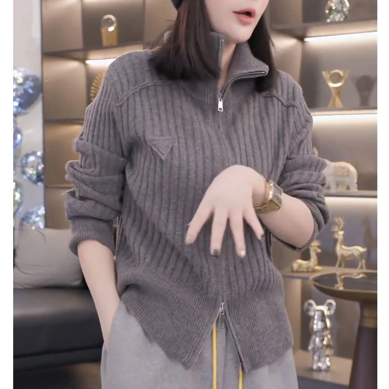 2025秋冬新款休闲百搭开衫针织毛衣女装时尚洋气爆款打底针织上衣