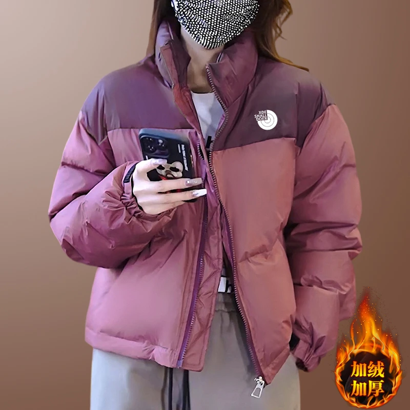 2025冬季新款短款小个子派克棉服女装胖mm大码显瘦立领长袖女棉衣