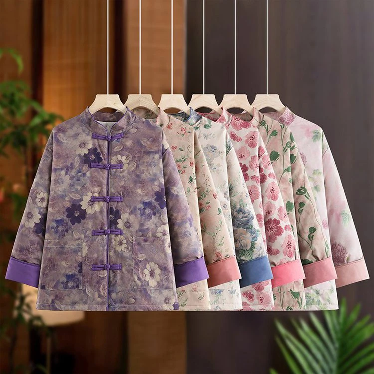 新中式女装丝绒外套上衣2024新款钉珠蝴蝶刺绣中国风外套