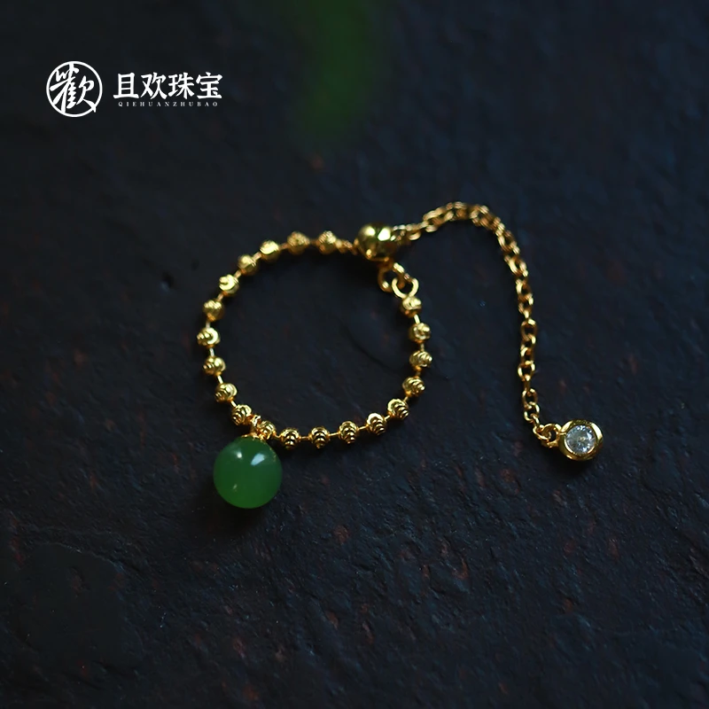 且欢【清和月戒指】天然和田玉简约精致时尚轻奢高级气质可调节女款