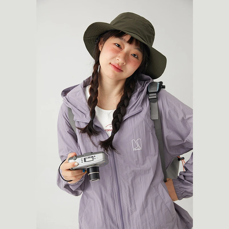 初中生山系冲锋衣2024新款夏户外青少年美式防晒连帽外套上衣