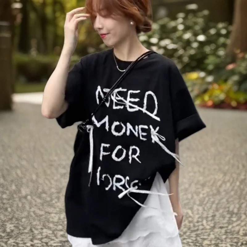 夏季复古立体蝴蝶结宽松短袖+蛋糕裙减龄套装