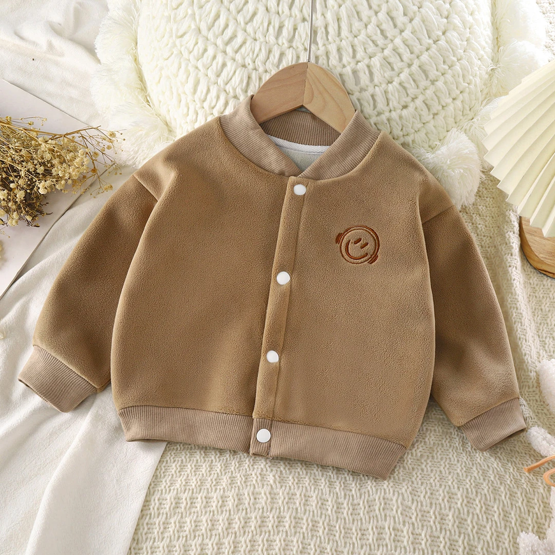 儿童外套中大童加绒开衫女童男童加绒保暖婴幼儿上衣洋气宝宝秋季