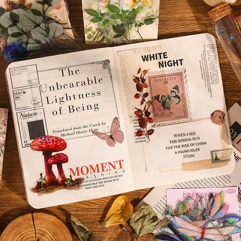 手账贴纸包复古儿童手帐贴画防水背胶材质自然图案粘贴款式可选