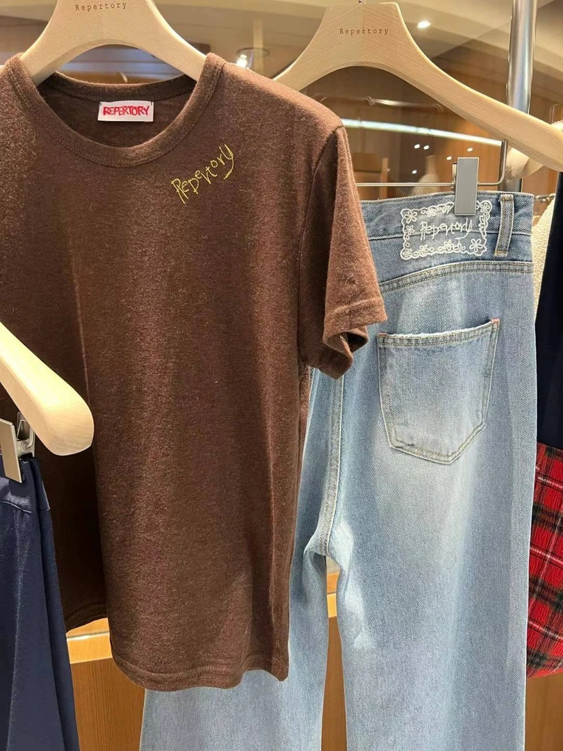 韩国东大门正品时尚刺绣T恤100312