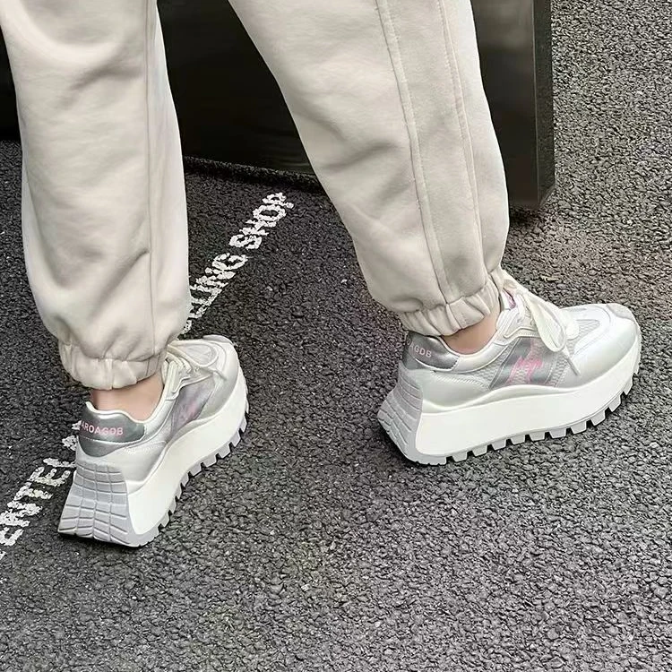 8087-B2-时尚百搭潮鞋厚底低帮秋季新款真皮老爹鞋