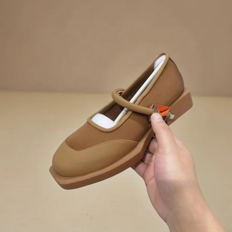 9741-C3-百搭高跟圆头浅口小皮鞋粗跟单鞋女