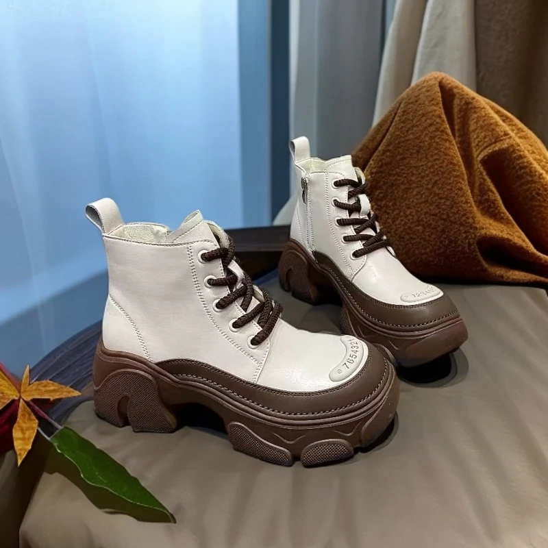 1388-A3-单里新款高帮靴子女粗跟小短靴欧货时尚马丁靴英伦风