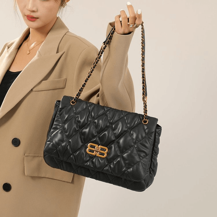 2024新款大容量包包百搭小香风菱格链条高级托特包时尚单肩斜挎包