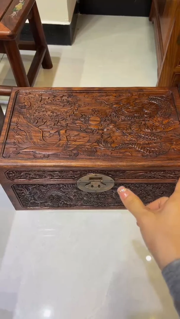 【闪购商品】木龙凤呈祥雕刻首饰箱