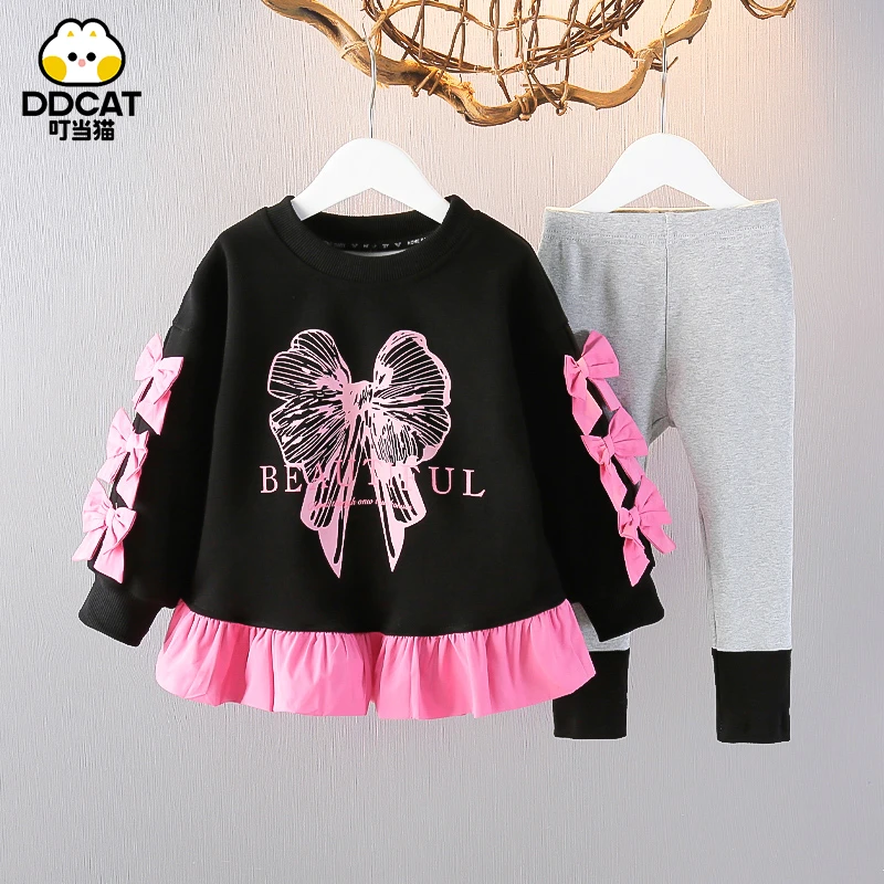 叮当猫女童秋装套装洋气新款儿童休闲公主春秋季小童女宝宝两件套