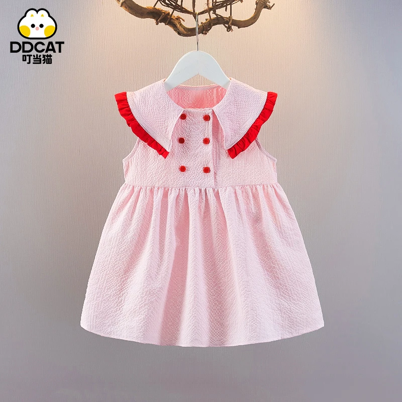 叮当猫女童连衣裙夏装新款洋气无袖儿童裙子夏季小童女宝宝公主裙