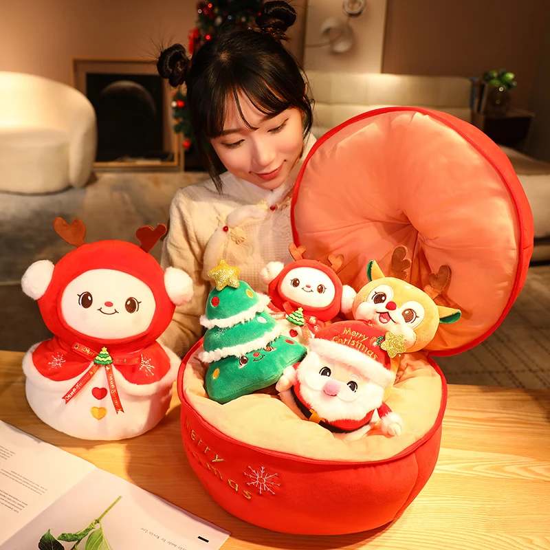 可爱圣诞老人毛绒玩具麋鹿雪人平安果布娃娃玩偶儿童圣诞节礼物女