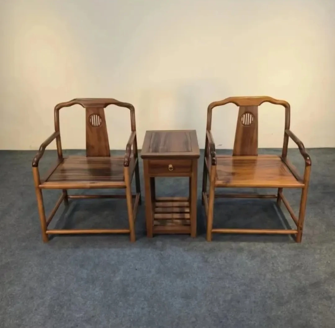 新中式高档实木胡桃木浩然椅茶椅主人椅三件套太师椅实木家具椅子