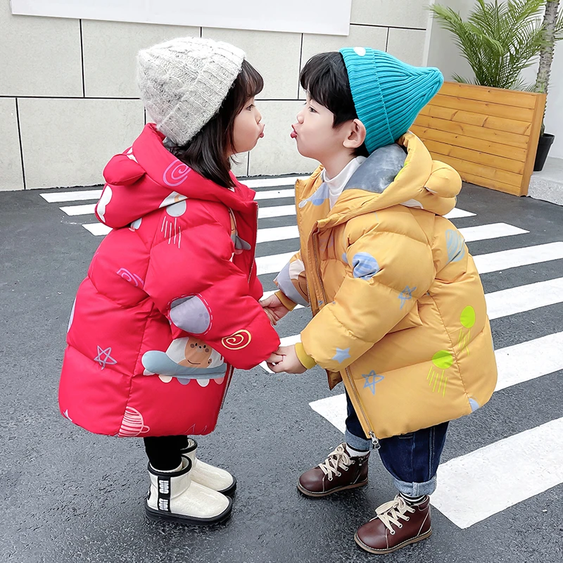 巴拉乐贝女宝羽绒服男童中长款2025新款洋气加厚冬季儿童童装外套