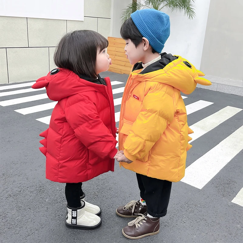 儿童羽绒服中长款加厚男童女童小宝宝2小童白鸭绒洋气3岁女宝冬装