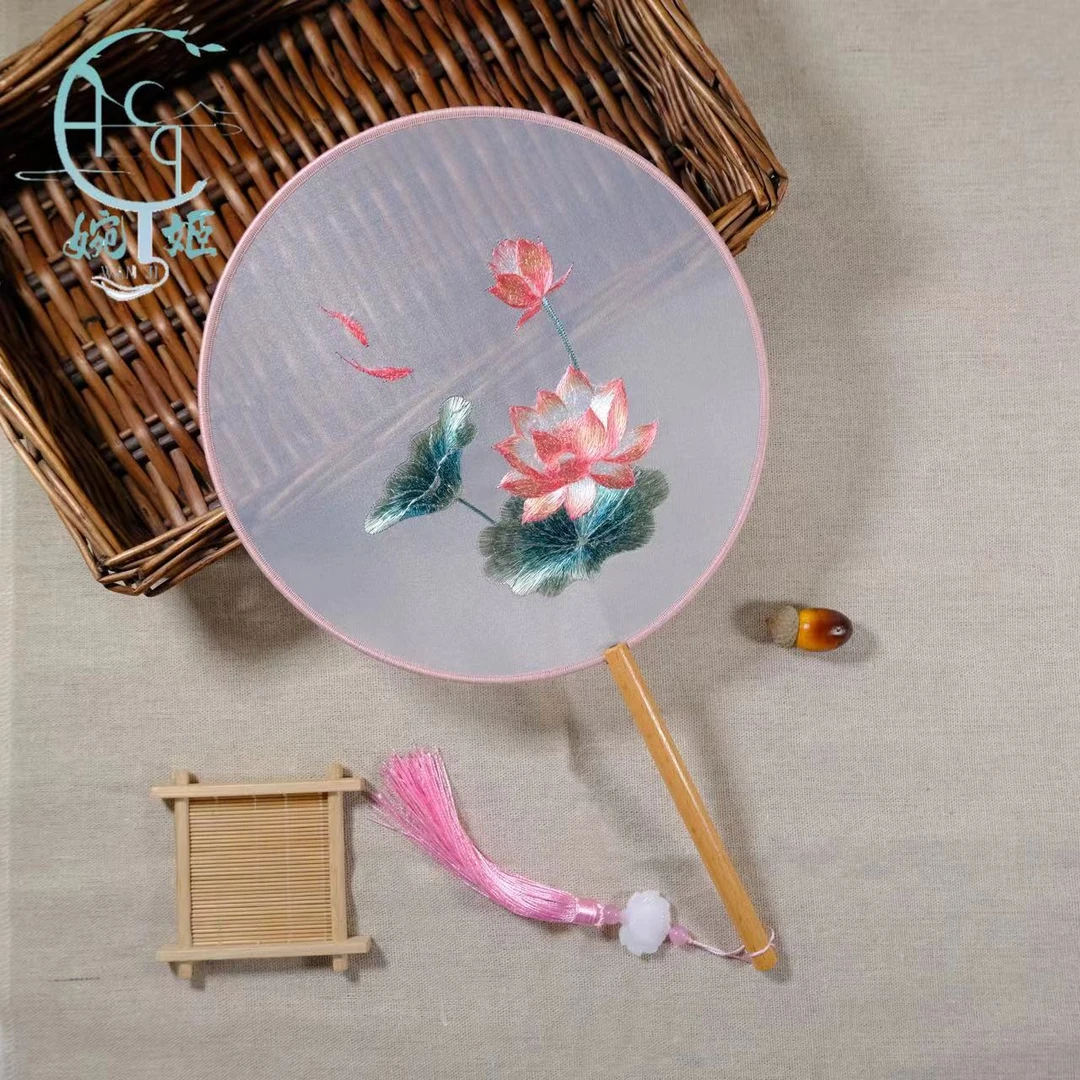 【出水荷花511】苏绣团扇古风刺绣扇子