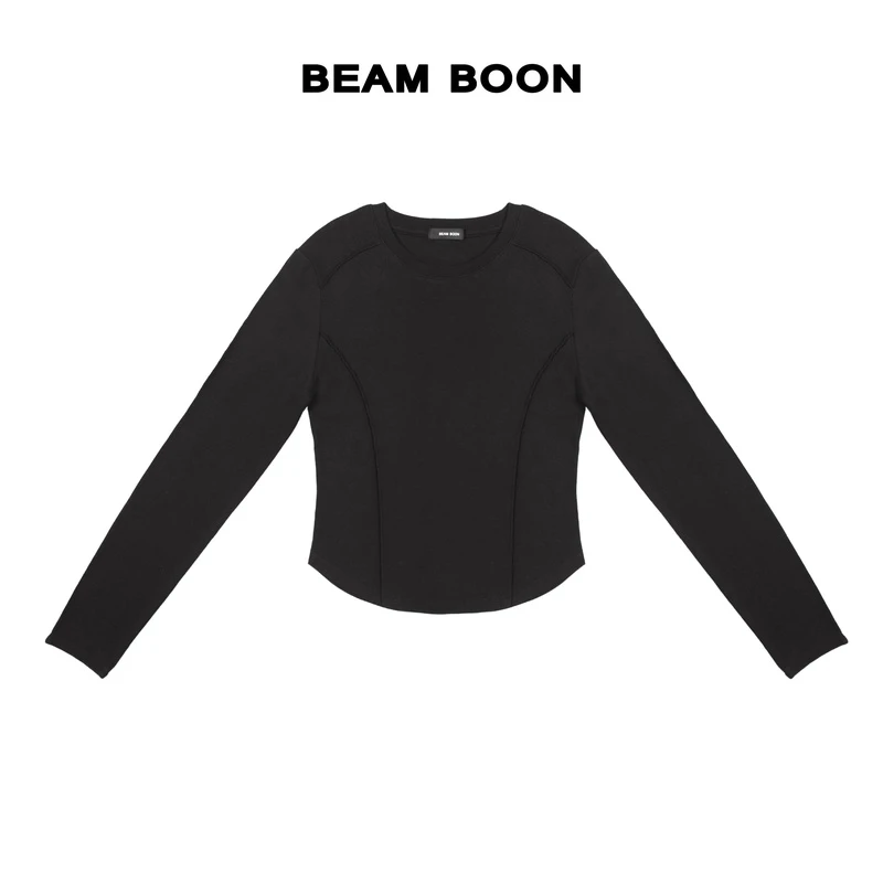 Beam Boon|【鱼骨线2.0】超显瘦！云柔捏褶立体肌理微弧修身打底上衣