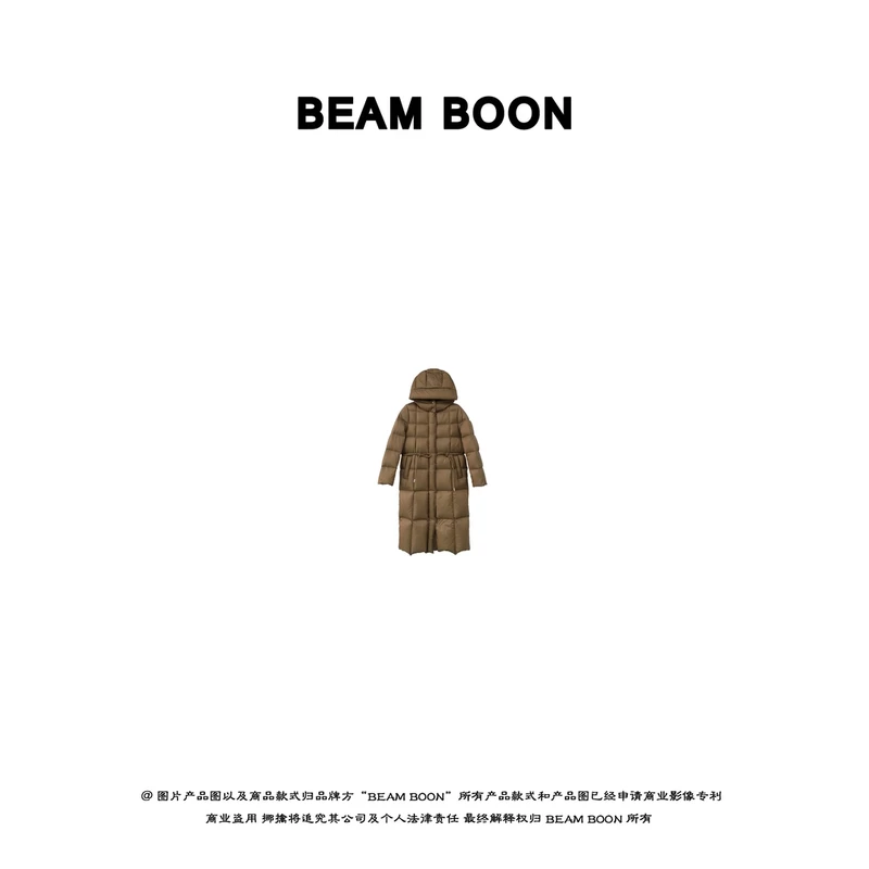 Beam Boon | 【绒化冬日】95%白鹅绒收腰抽绳大衣式中长款羽绒服
