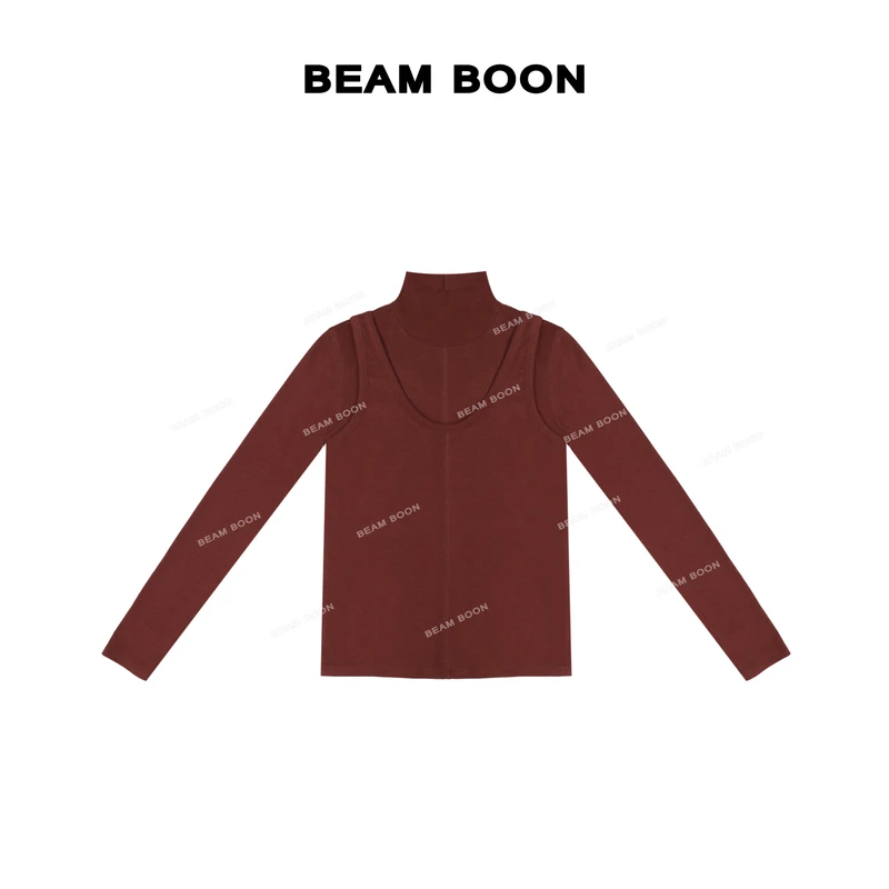 Beam Boon|【叠穿公式】糯软美利奴羊毛混纺半高领背心上衣两件套