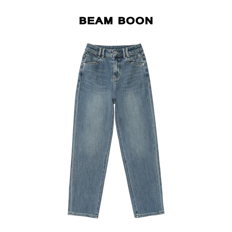 Beam Boon |【假日牛仔裤】专利四面弹立裁超显瘦怀旧蓝烟管牛仔裤