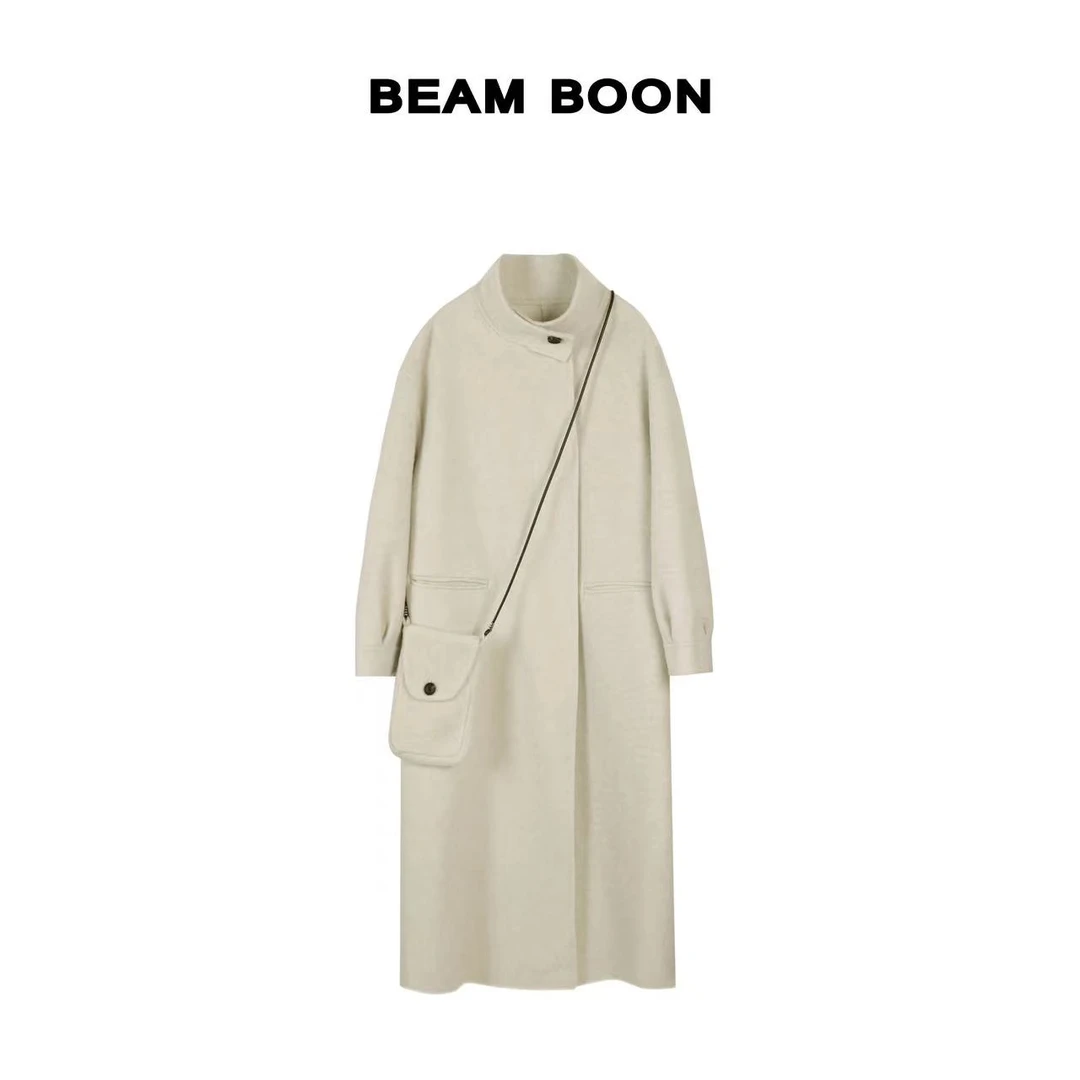 Beam Boon|【白桦林大衣】意大利进口手工全羊毛立领腰带包毛呢外套