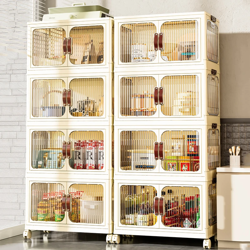 收纳柜学生书本柜衣物整理折叠大容量置地柜免安装厨房整理收纳柜