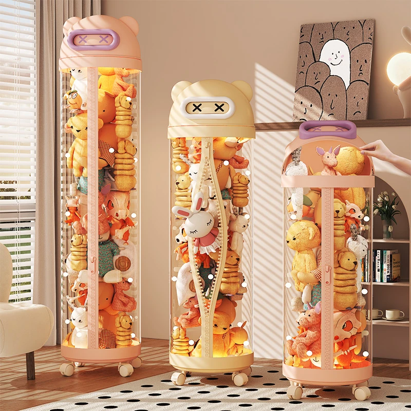 娃娃收纳桶透明装放公仔的收纳筒毛绒玩具布偶儿童透明多层整理箱