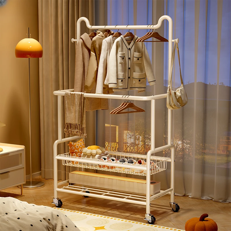 落地晾衣架卧室家用挂衣架简易衣帽架室内阳台凉衣服落地杆式架C