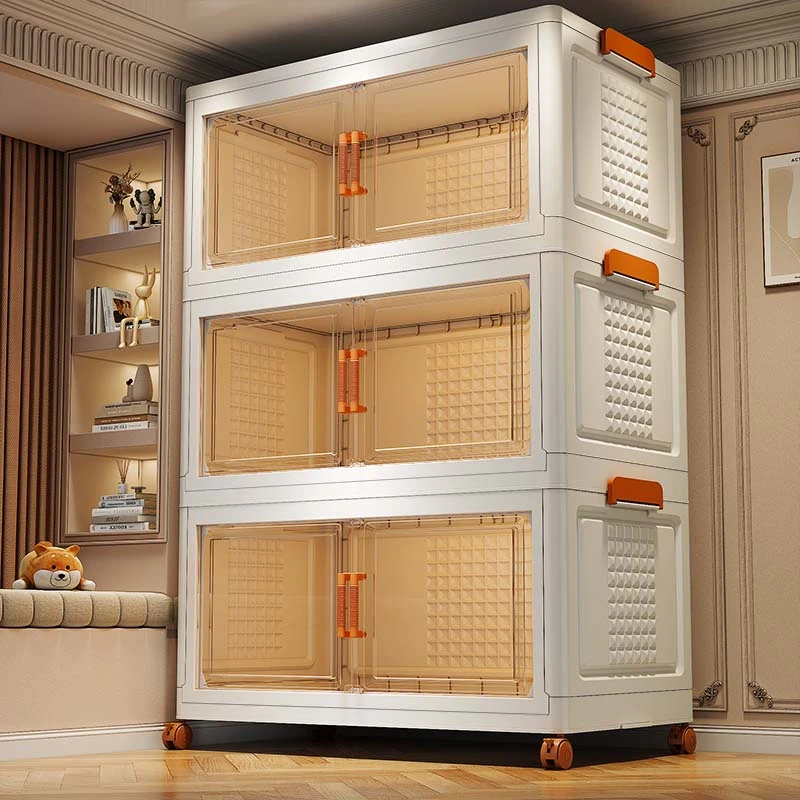 大容量收纳柜双开门透明储物柜书柜飘窗柜卧室衣物整理柜宝宝衣柜