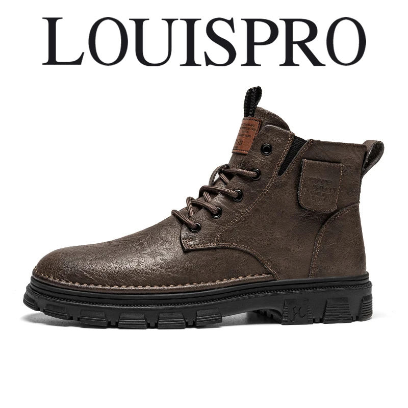 【LOUISPRO正品】男士冬季复古经典英伦风百搭时尚高帮休闲马丁靴