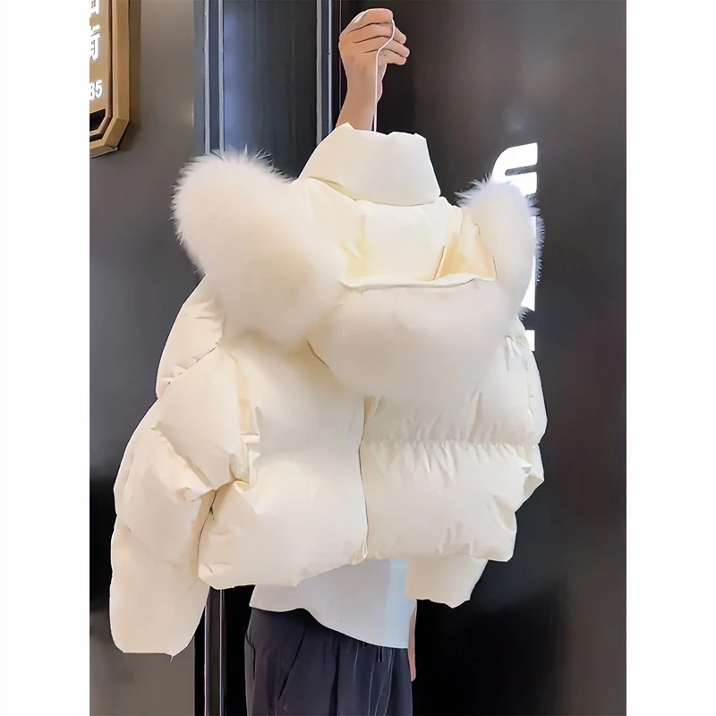 今年流行冬季小香风韩系短款羽绒服小个子加厚毛领连帽外套女款款