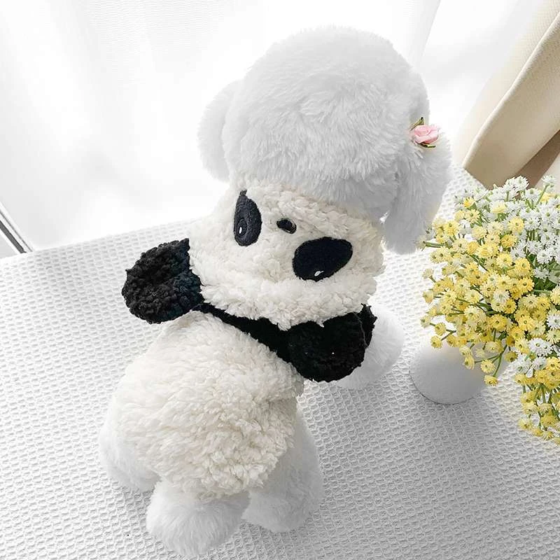 狗狗衣服春秋款保暖羊羔绒熊猫变身卫衣泰迪博美比熊贵宾牵引外套