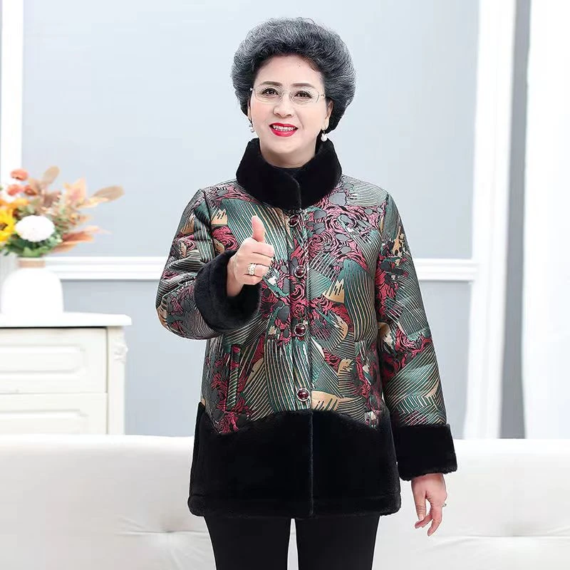 2603冬季新款加绒加绒中老年妈妈装洋气保暖外套（大仓）