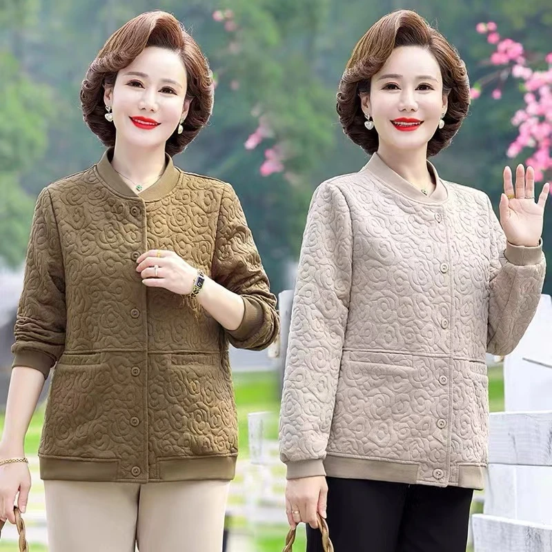 311妈妈装短款春秋新款中老年夹克上衣时尚棒球服（Q3-5-5）