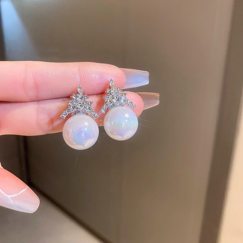 轻奢时尚镶钻皇冠帽子人鱼姬高级感耳环A164