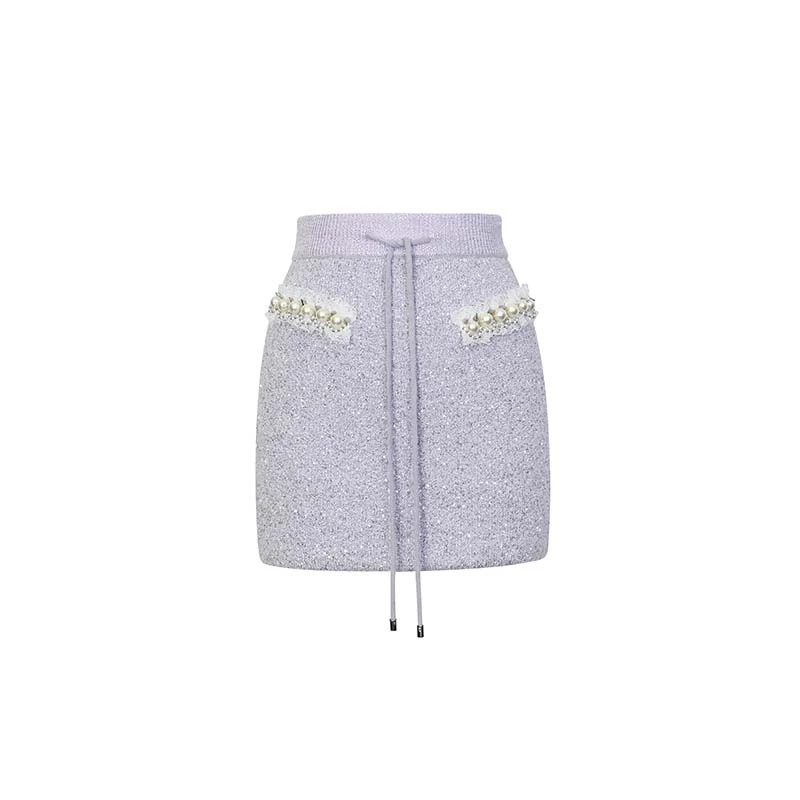 LeFame/拉飞姆时尚气质百搭女士短裙蕾丝针织半裙LF24C21ZS219