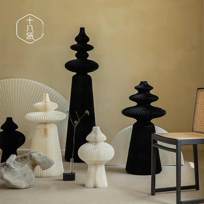 十八纸禅意装饰圆柱定制落地装饰摆件艺术陈列台创意现代橱窗摆设