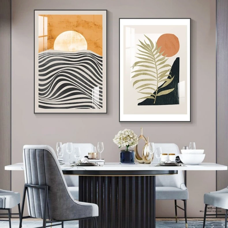 简约餐厅背景墙装饰画现代轻奢饭厅挂画小清新卧室墙壁画过道墙画