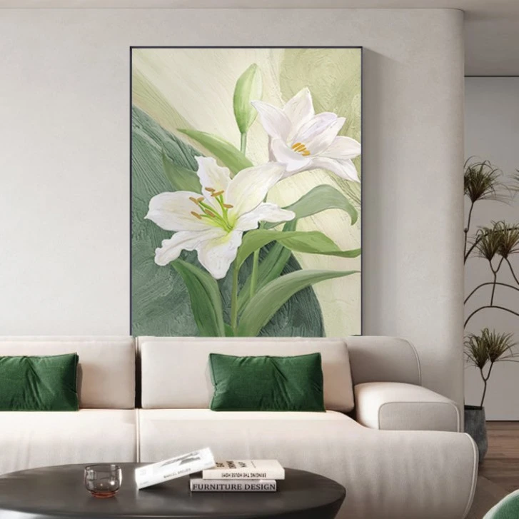 【和和美美】客厅清新挂画玄关装饰画现代简约百合花走廊挂画艺术