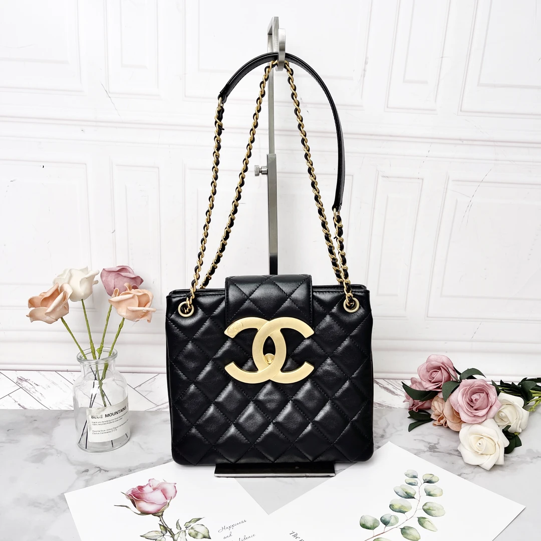 99新 Chanel/香奈儿 黑色大双C手提包小香风时尚