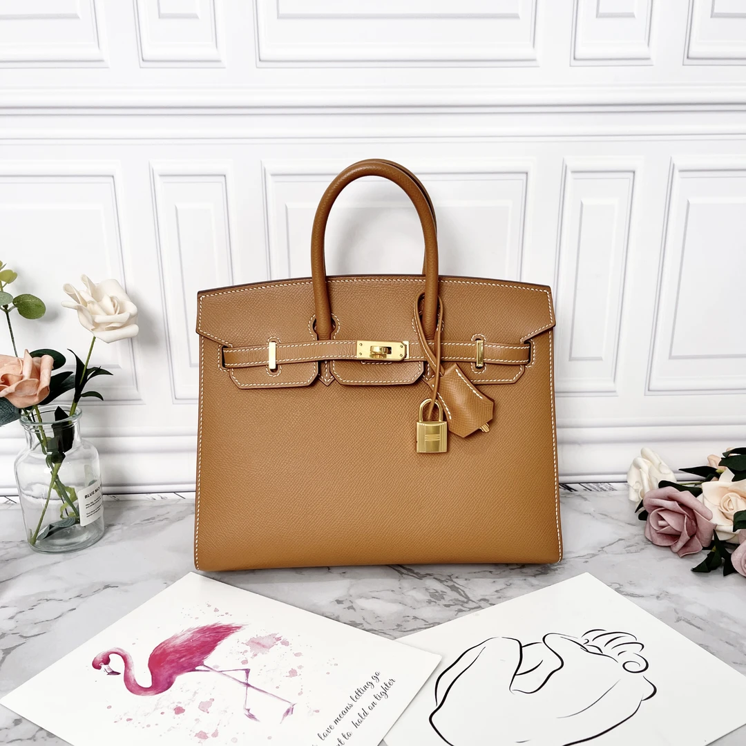 全新未使用 Hermes/爱马仕 37金棕金扣birkin25手提包时尚