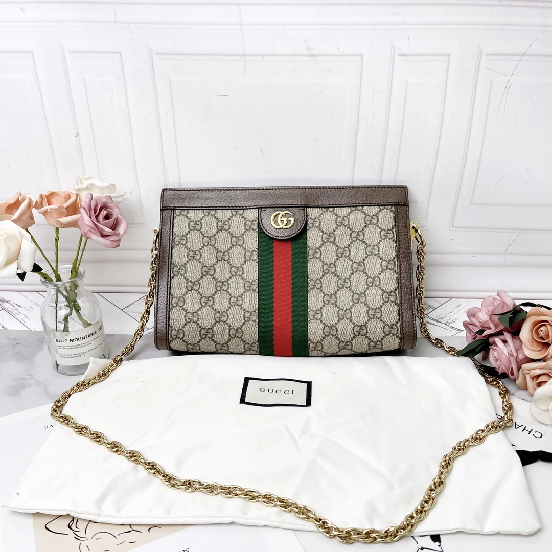 95新 GUCCI/古驰 古奇经典印花Ophidia系列小号肩背包