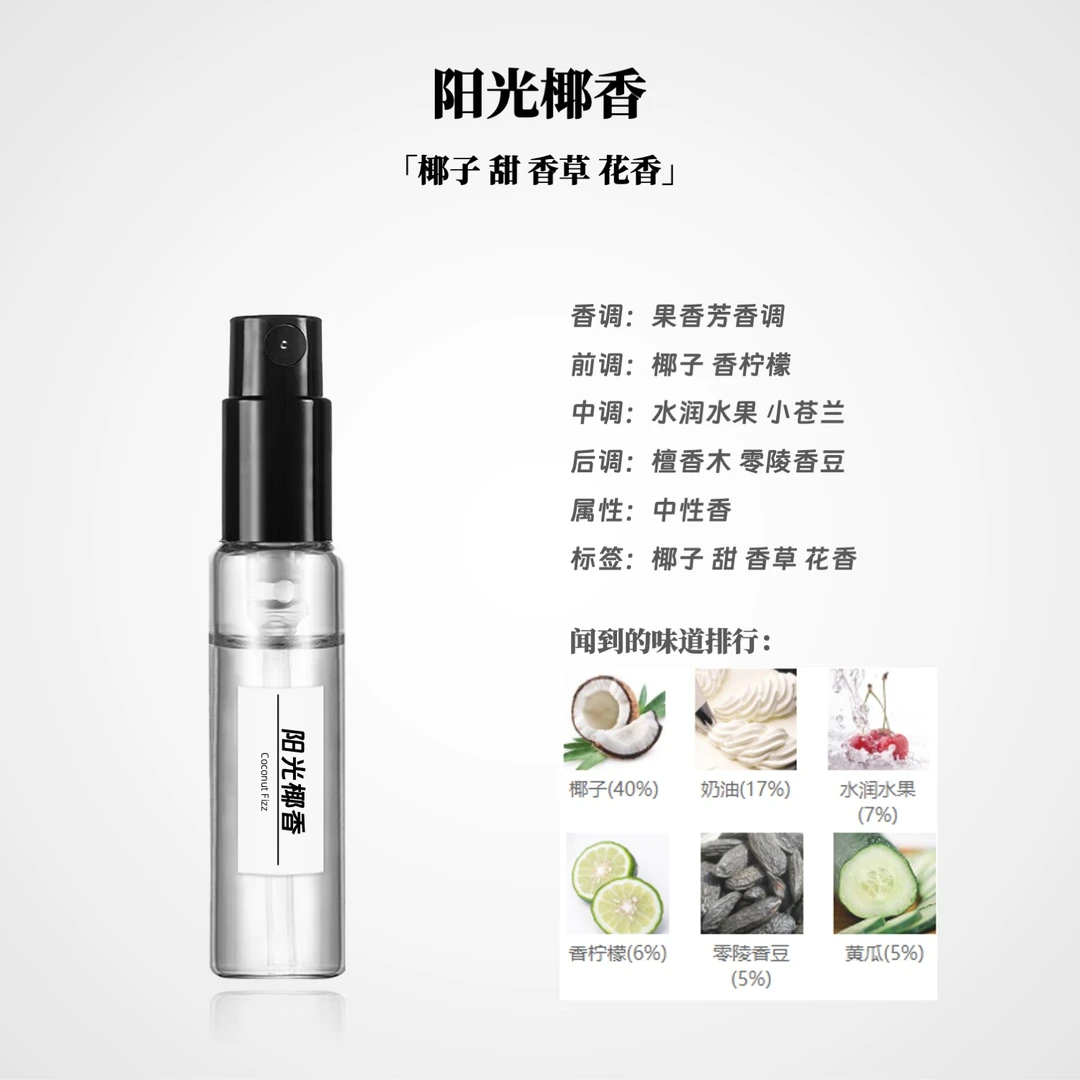 阳光椰香 Coconut Fizz 中性香男士女士香水3/5/10ml毫升