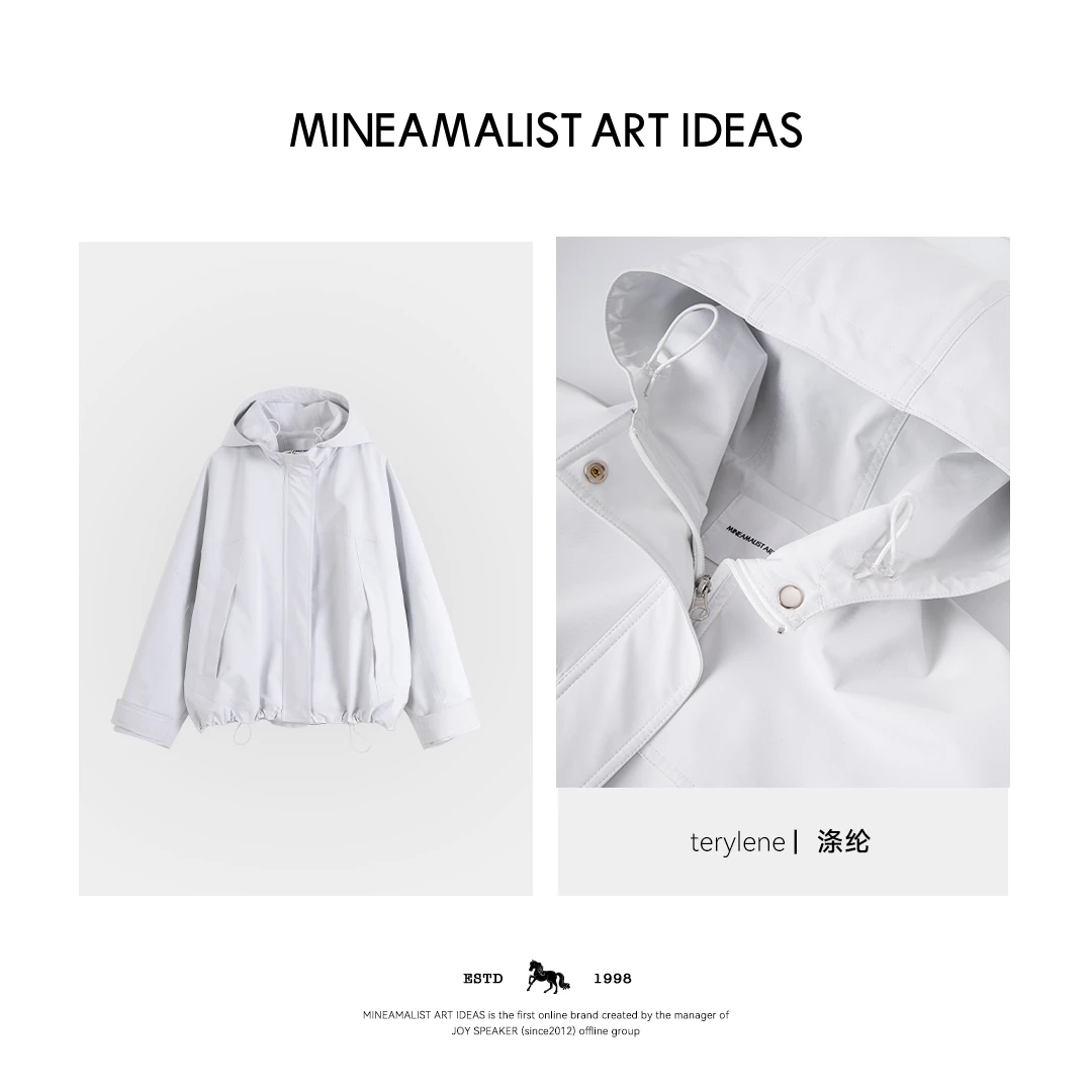 MINEAMALIST ART IDEAS早秋极简连帽短款冲锋衣外套2325M