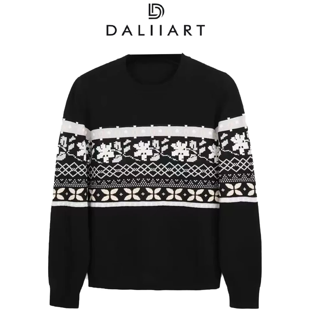 DALIART 千岛之恋 100高捻长绒棉精致圆筒提花针织衫上衣DLTX1455